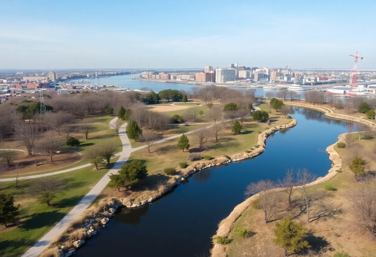 A view of Shirley Clarke Franklin Park showcasing trails and natural beauty.