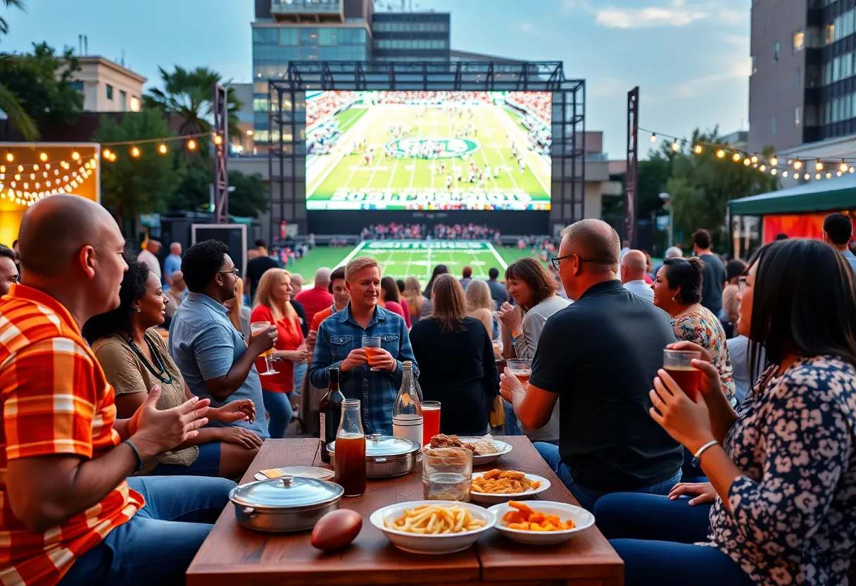 Families and friends enjoying a Super Bowl watch party in Atlanta