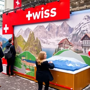 Crowd enjoying Swiss tourism showcase despite snowy weather in Atlanta