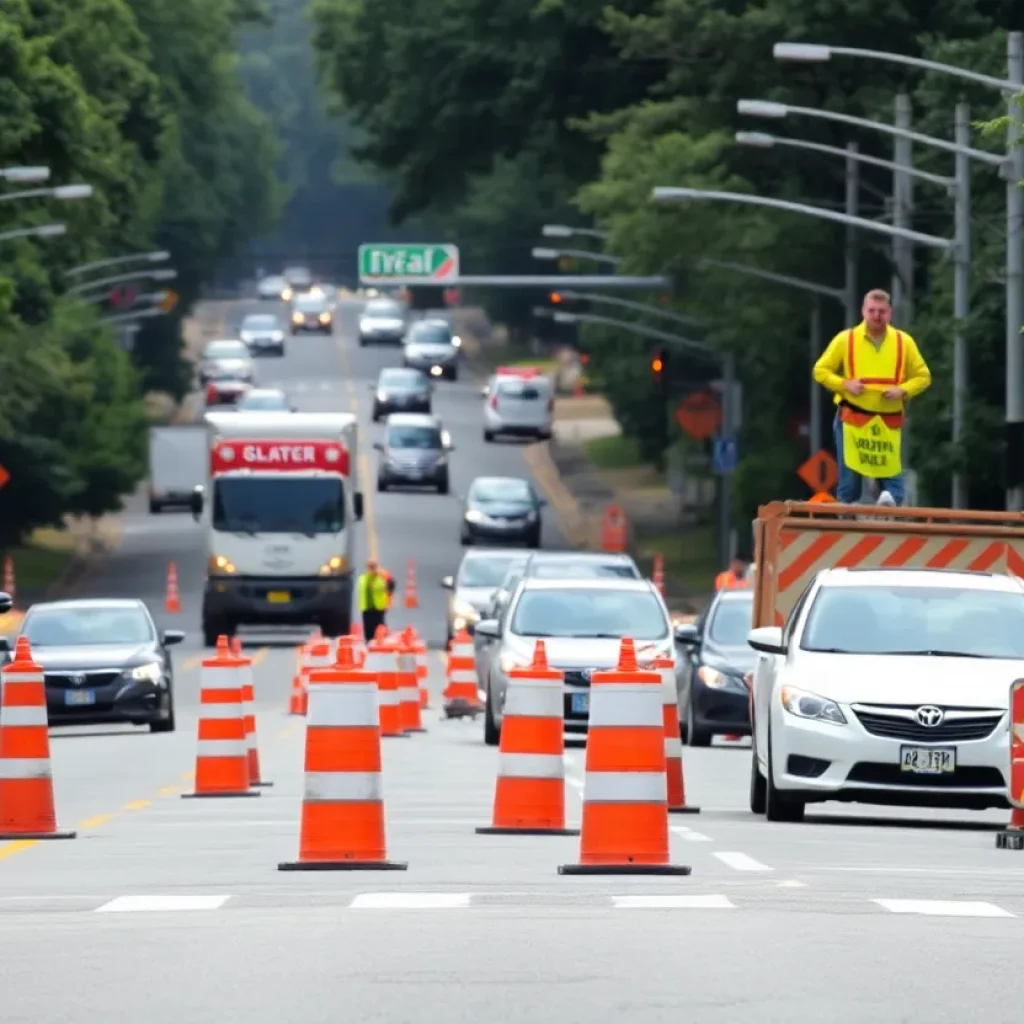 Construction on North Druid Hills Road in Brookhaven, GA
