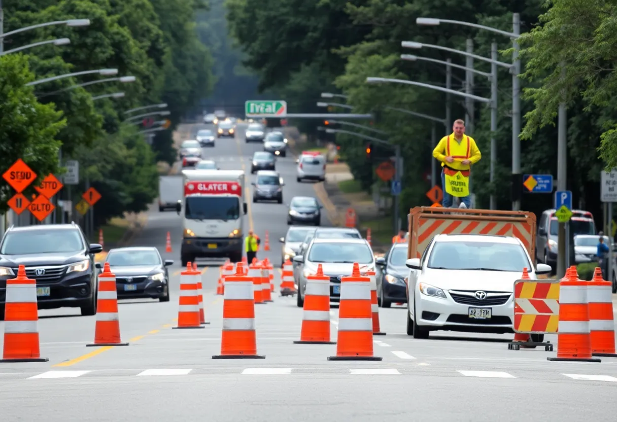 Construction on North Druid Hills Road in Brookhaven, GA