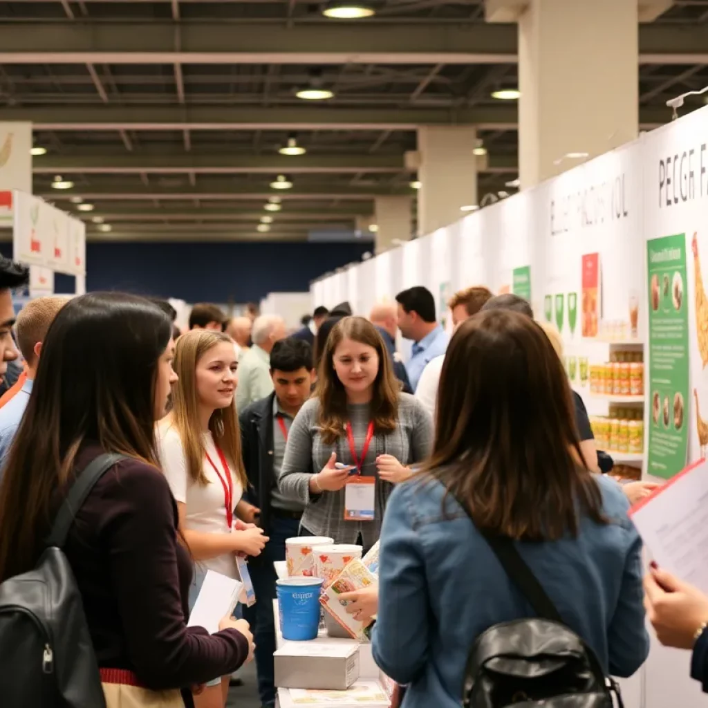 Students engaging with employers at the International Production & Processing Expo in Atlanta.