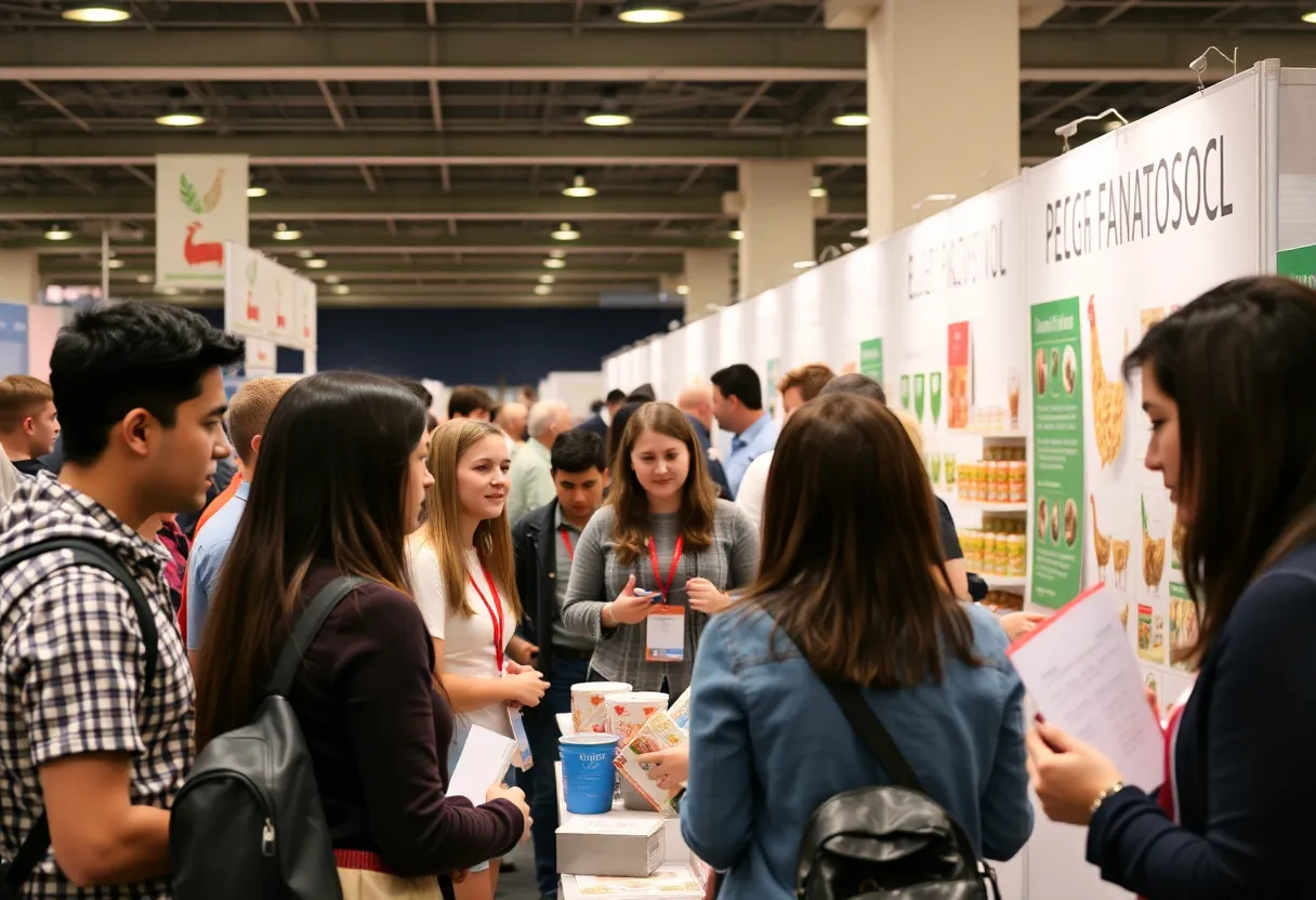 Students engaging with employers at the International Production & Processing Expo in Atlanta.
