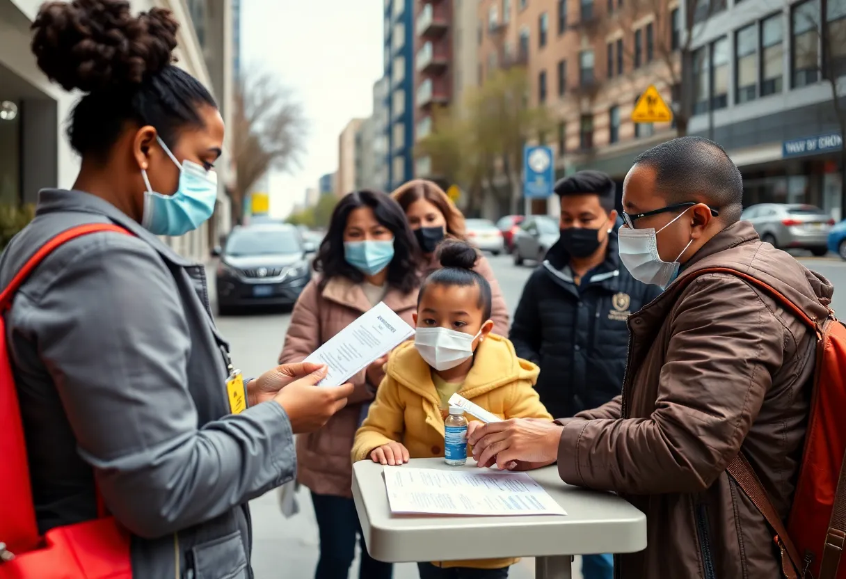 Community vaccination clinic promoting measles awareness