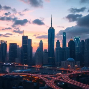 Futuristic city skyline representing innovation in AI technology
