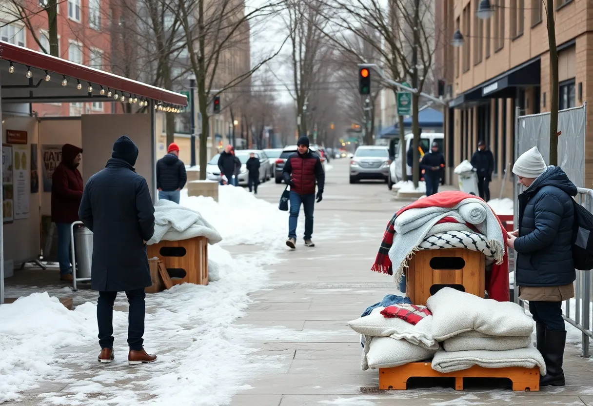 Warming shelter for the homeless on a cold winter day in Atlanta