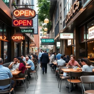 Bustling restaurant scene in West Midtown Atlanta