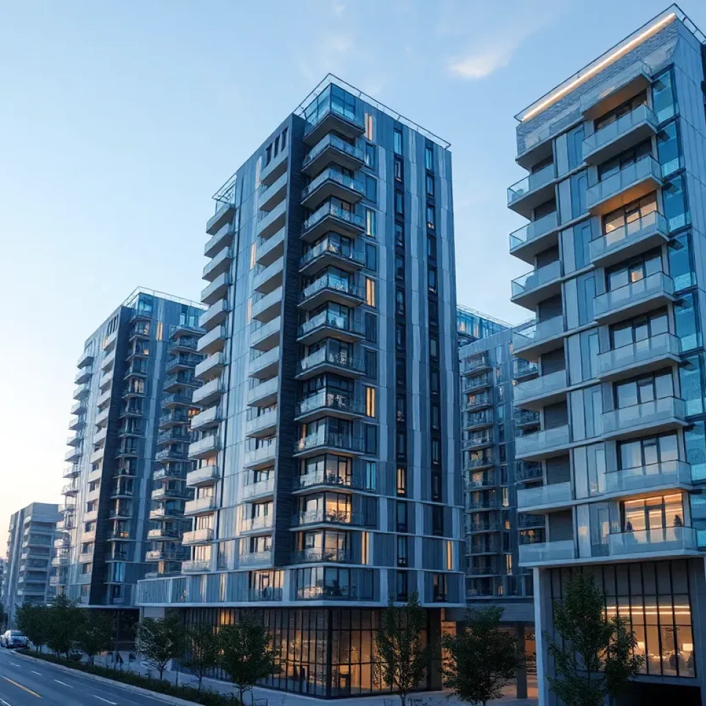 Futuristic multifamily complex design powered by AI technology