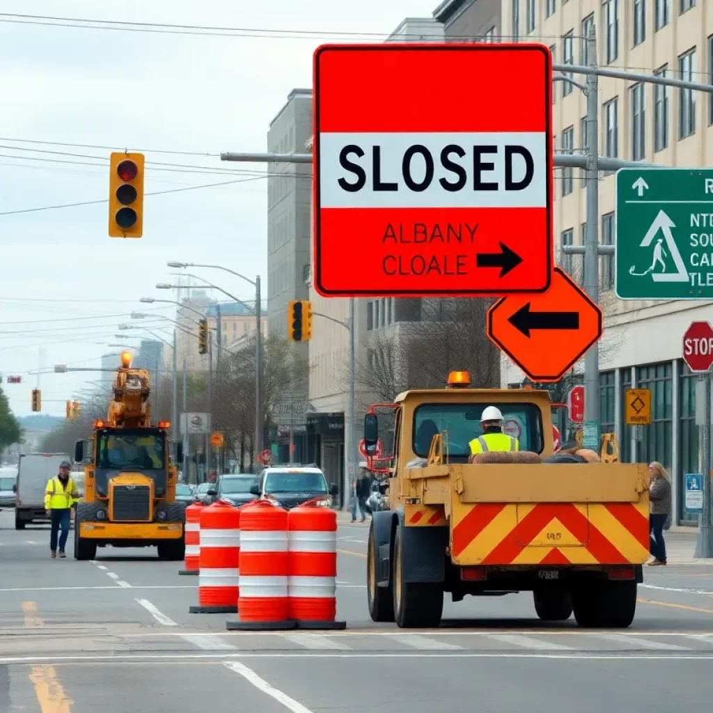 Road construction in Albany affecting North Jackson Street
