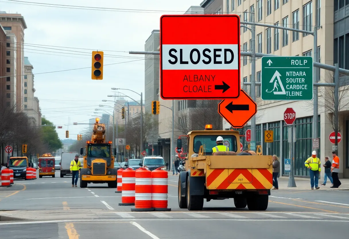 Road construction in Albany affecting North Jackson Street
