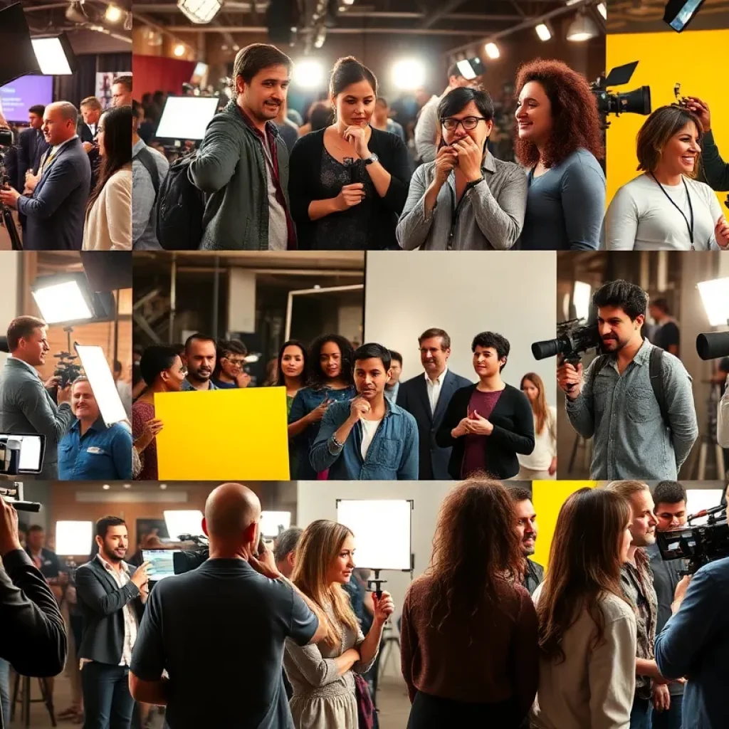 Collage of scenes from Atlanta casting calls featuring actors and crew members.