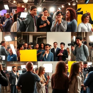 Collage of scenes from Atlanta casting calls featuring actors and crew members.