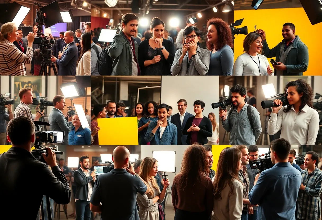 Collage of scenes from Atlanta casting calls featuring actors and crew members.