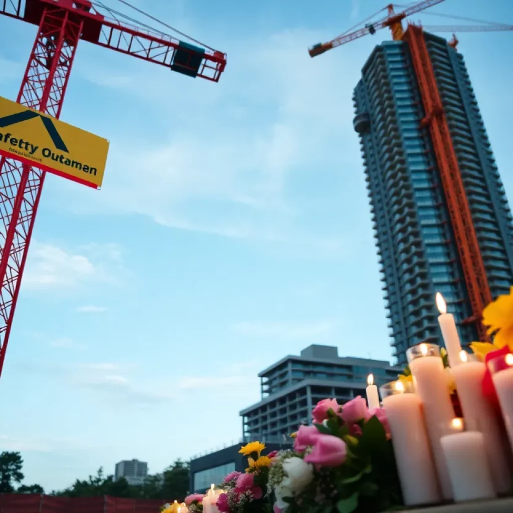 Community vigil for a construction worker who lost his life in an accident