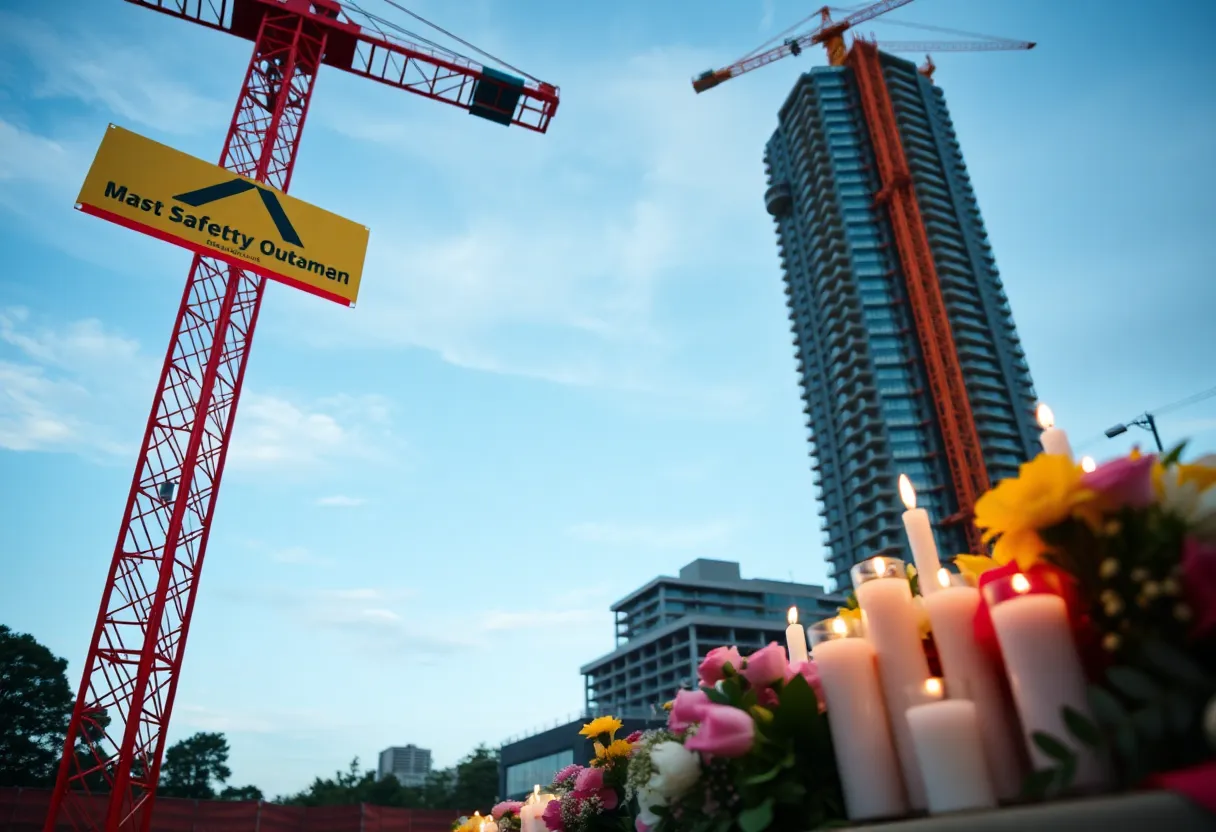 Community vigil for a construction worker who lost his life in an accident