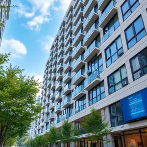 Modern apartment building with security technology in Atlanta