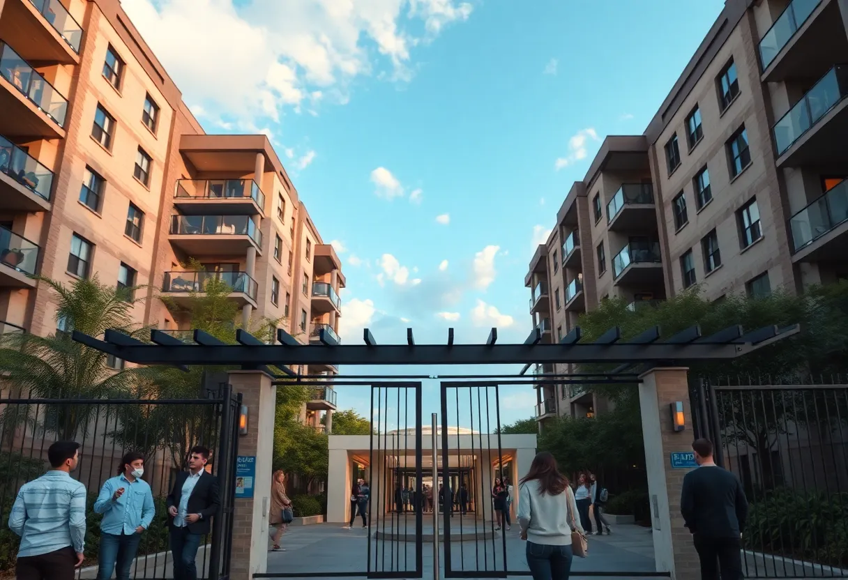 Luxury apartments in Atlanta with visible security measures