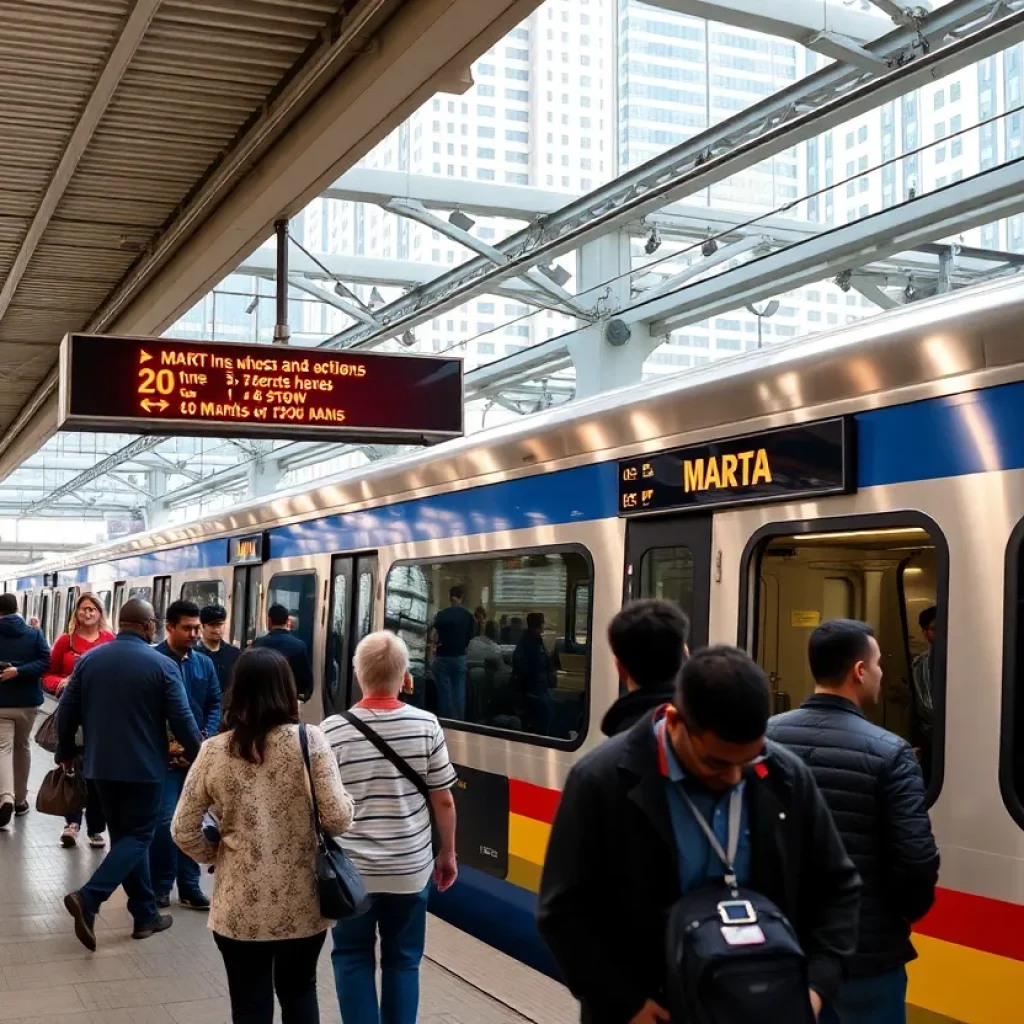 MARTA train station in Atlanta, bustling with commuters