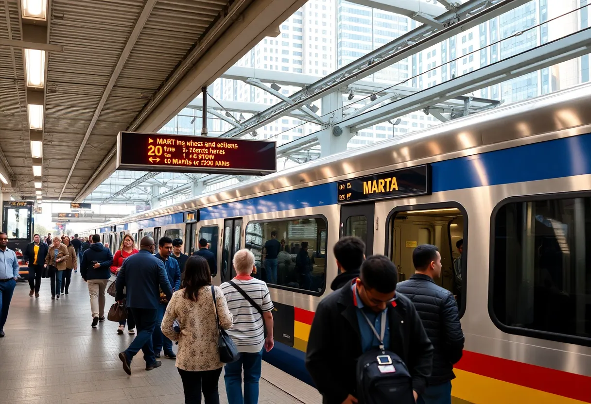 MARTA train station in Atlanta, bustling with commuters