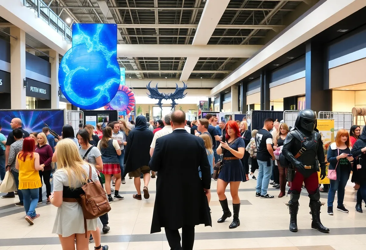 People enjoying various attractions at the Atlanta Sci-Fi and Fantasy Expo 2023 at Northlake Mall
