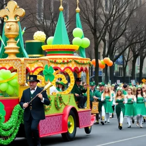Participants in the Atlanta St. Patrick's Parade wearing green, showcasing Irish culture