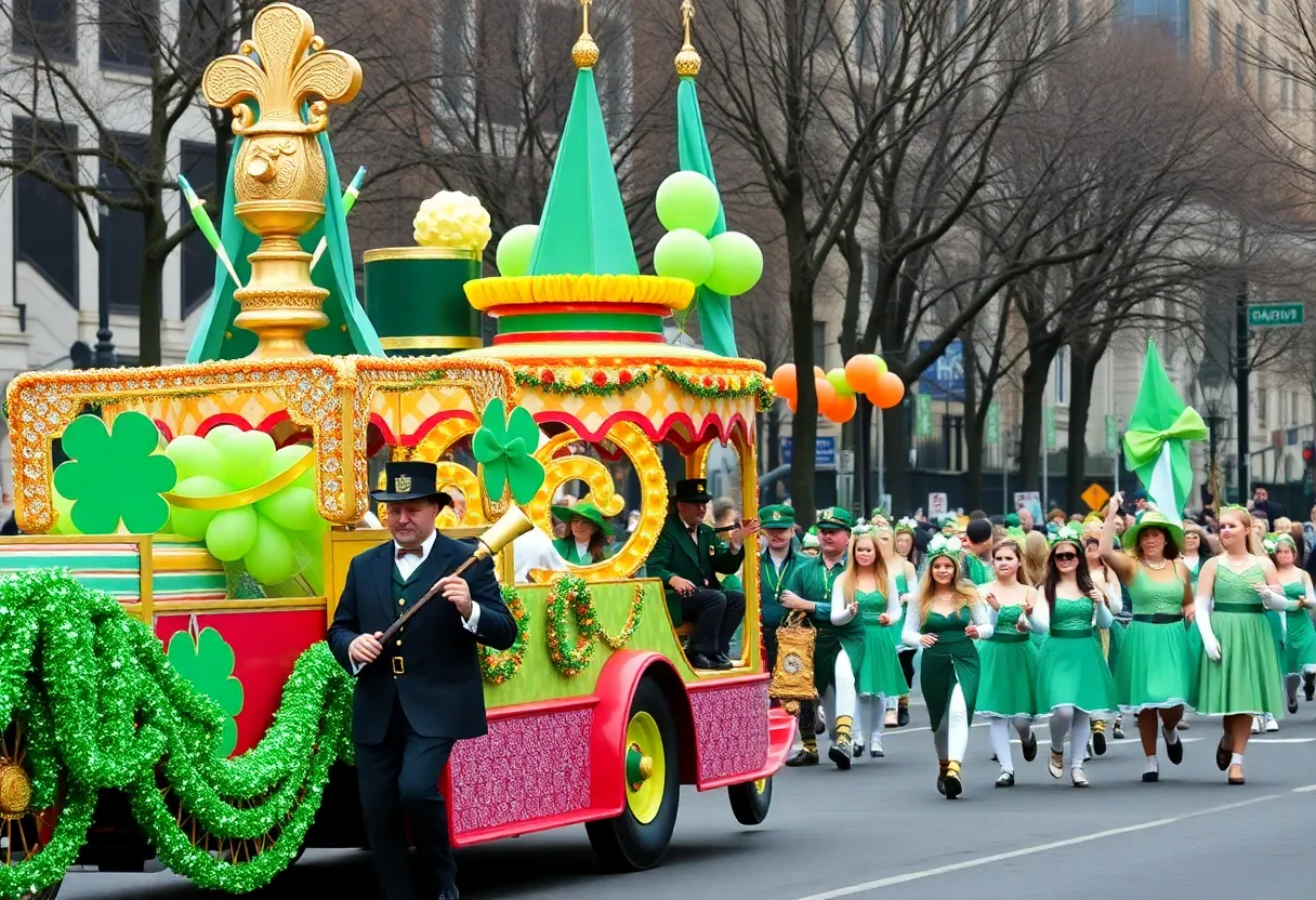 Participants in the Atlanta St. Patrick's Parade wearing green, showcasing Irish culture