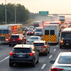 Traffic jam on Atlanta highway due to accident