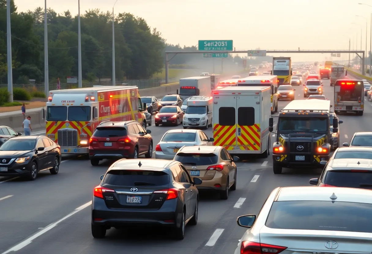 Traffic jam on Atlanta highway due to accident