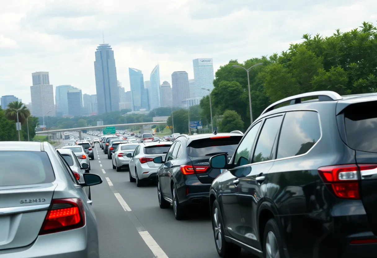 Heavy traffic congestion on an Atlanta highway
