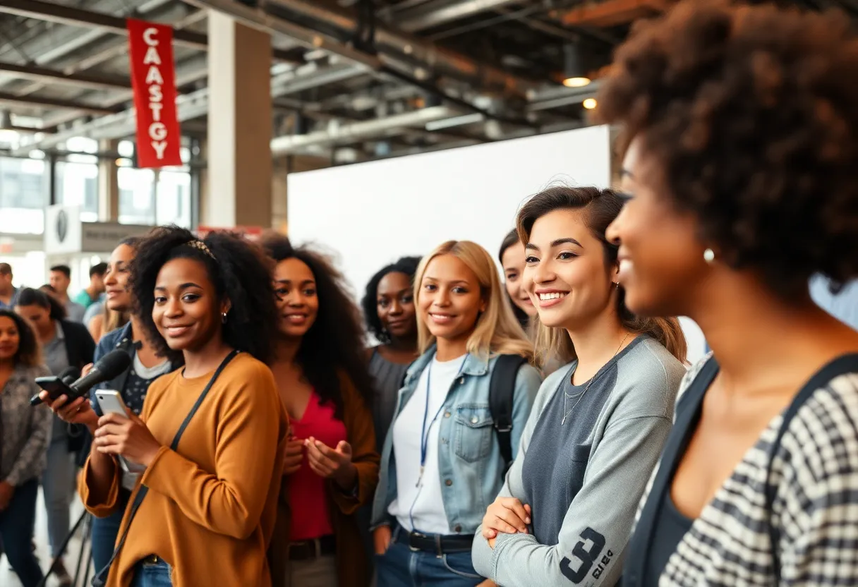 A scene depicting diverse actors at a casting call in Atlanta.