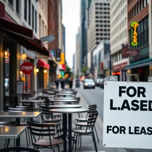 Closed restaurants along a street in West Midtown Atlanta