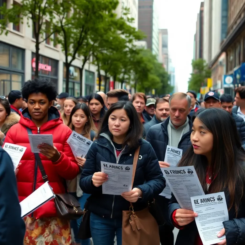 Community members gathering to search for a missing woman in Atlanta.