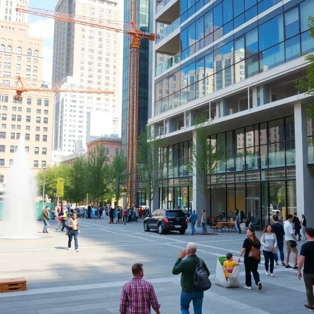 Renovation of Decatur Square with construction work in progress