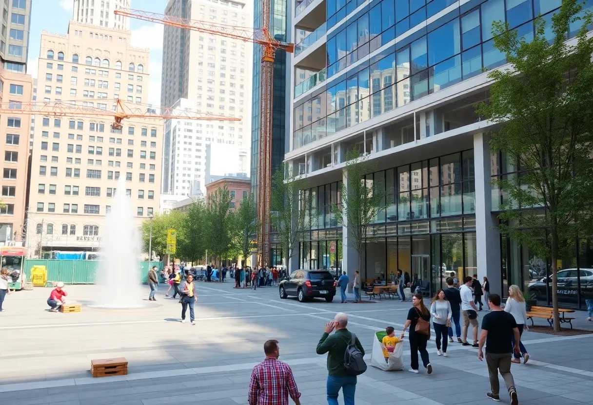 Renovation of Decatur Square with construction work in progress