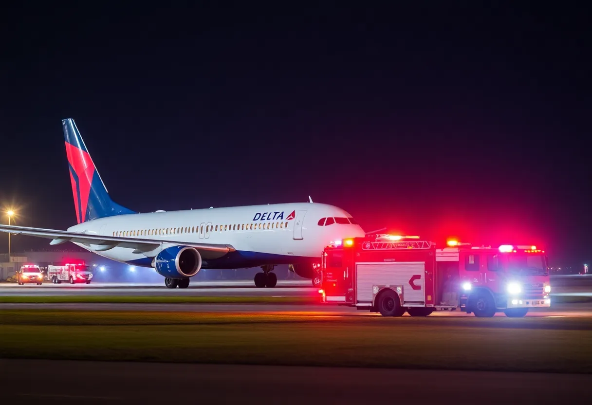 Delta Airlines airplane emergency landing at Atlanta airport