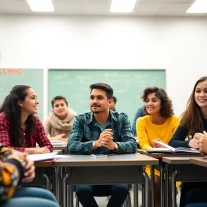 Students from diverse backgrounds participating in a classroom discussion