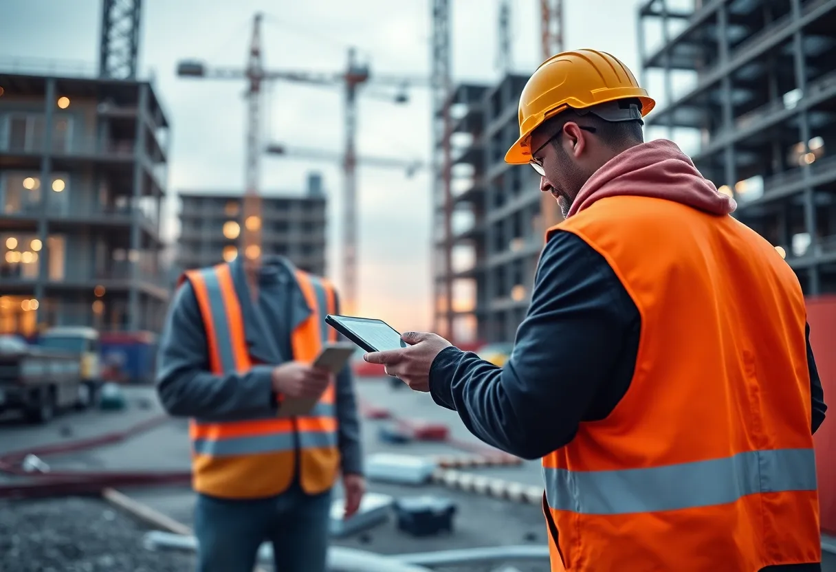 Digital Twin Fabrication Control technology used at a construction site