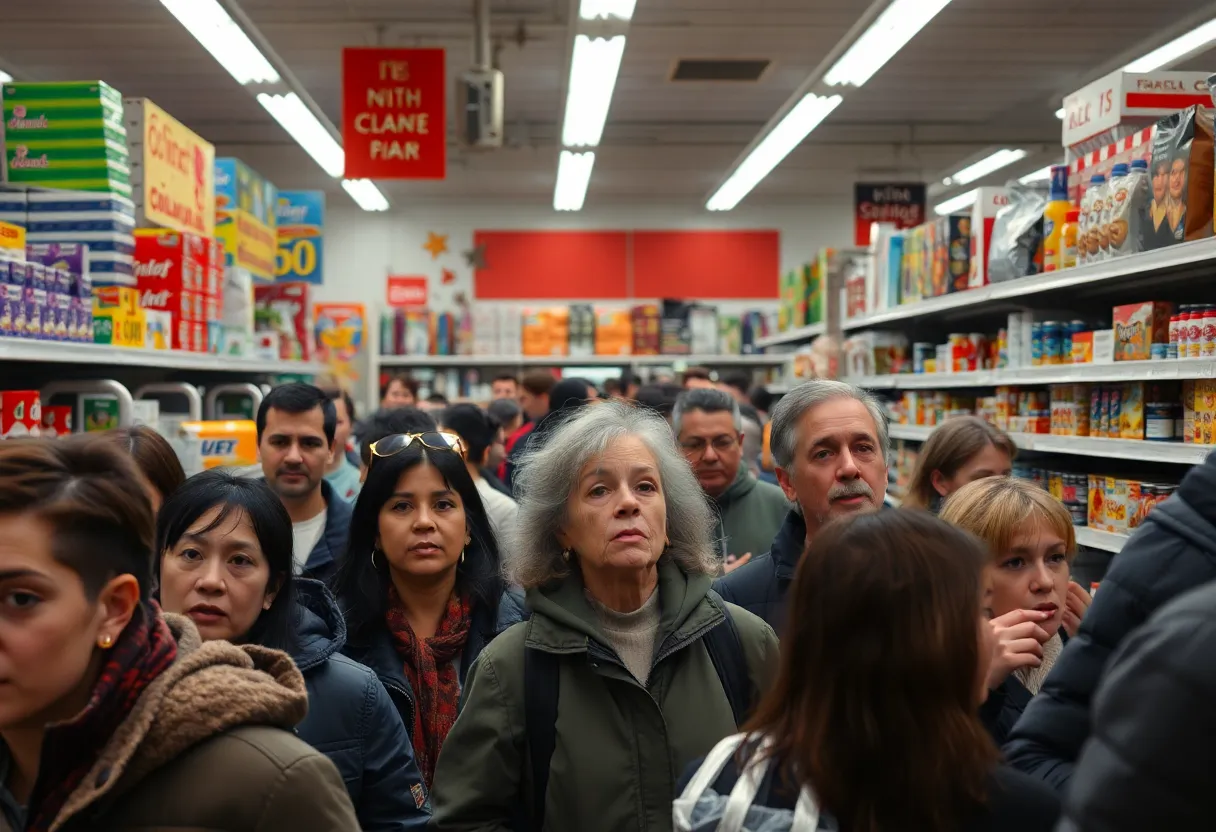 Busy Family Dollar store with customers reacting to a chaotic scene