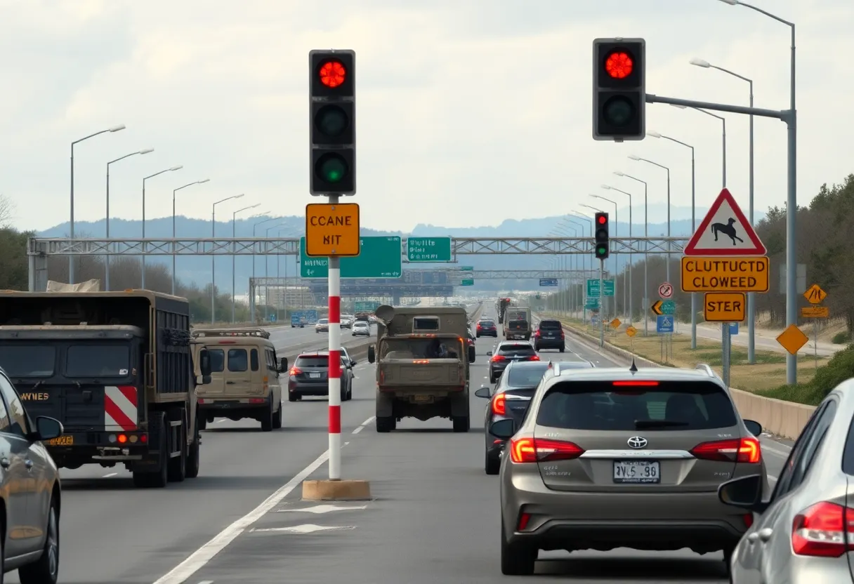 Traffic chaos near Fort Stewart with construction and military presence
