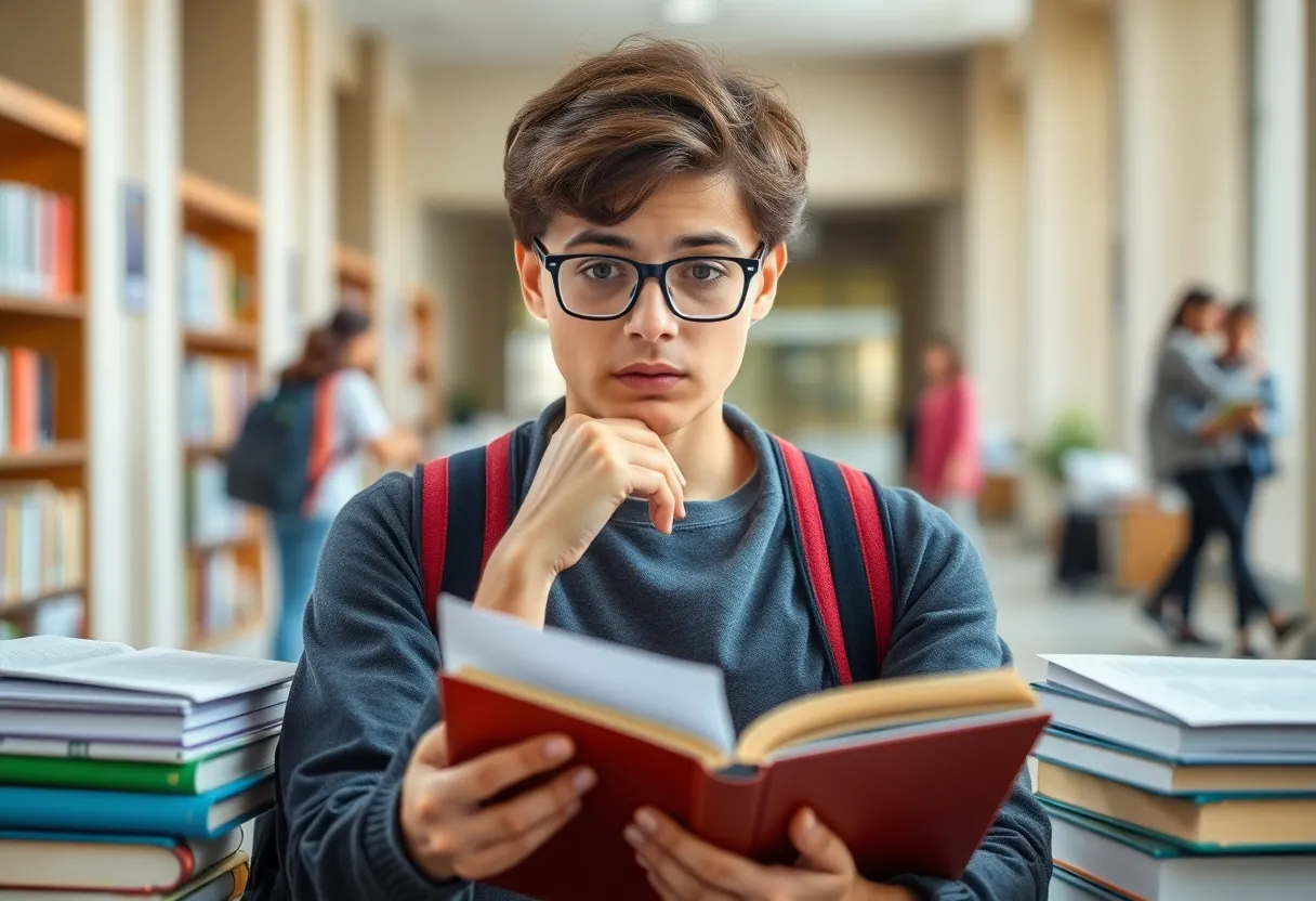 College student analyzing financial aid options