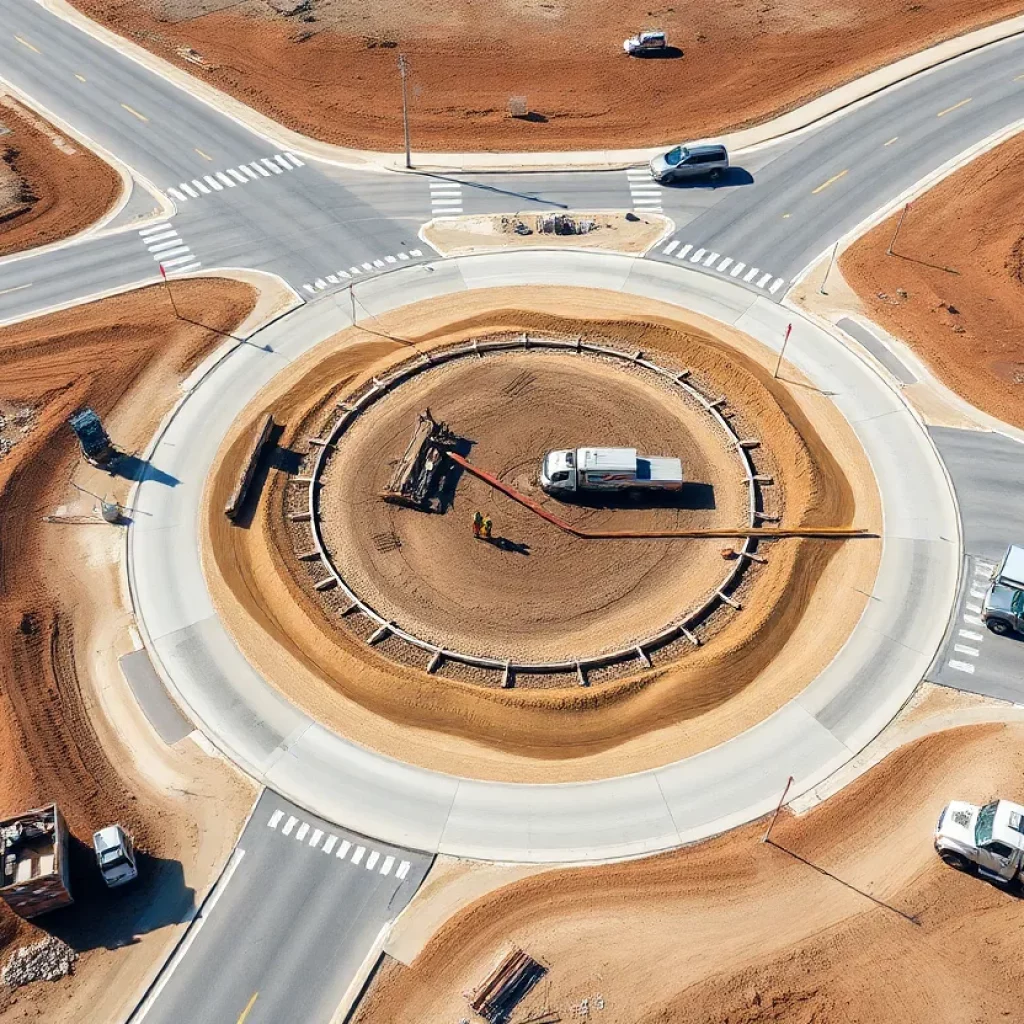 Construction site of a roundabout in Georgia by Georgia DOT