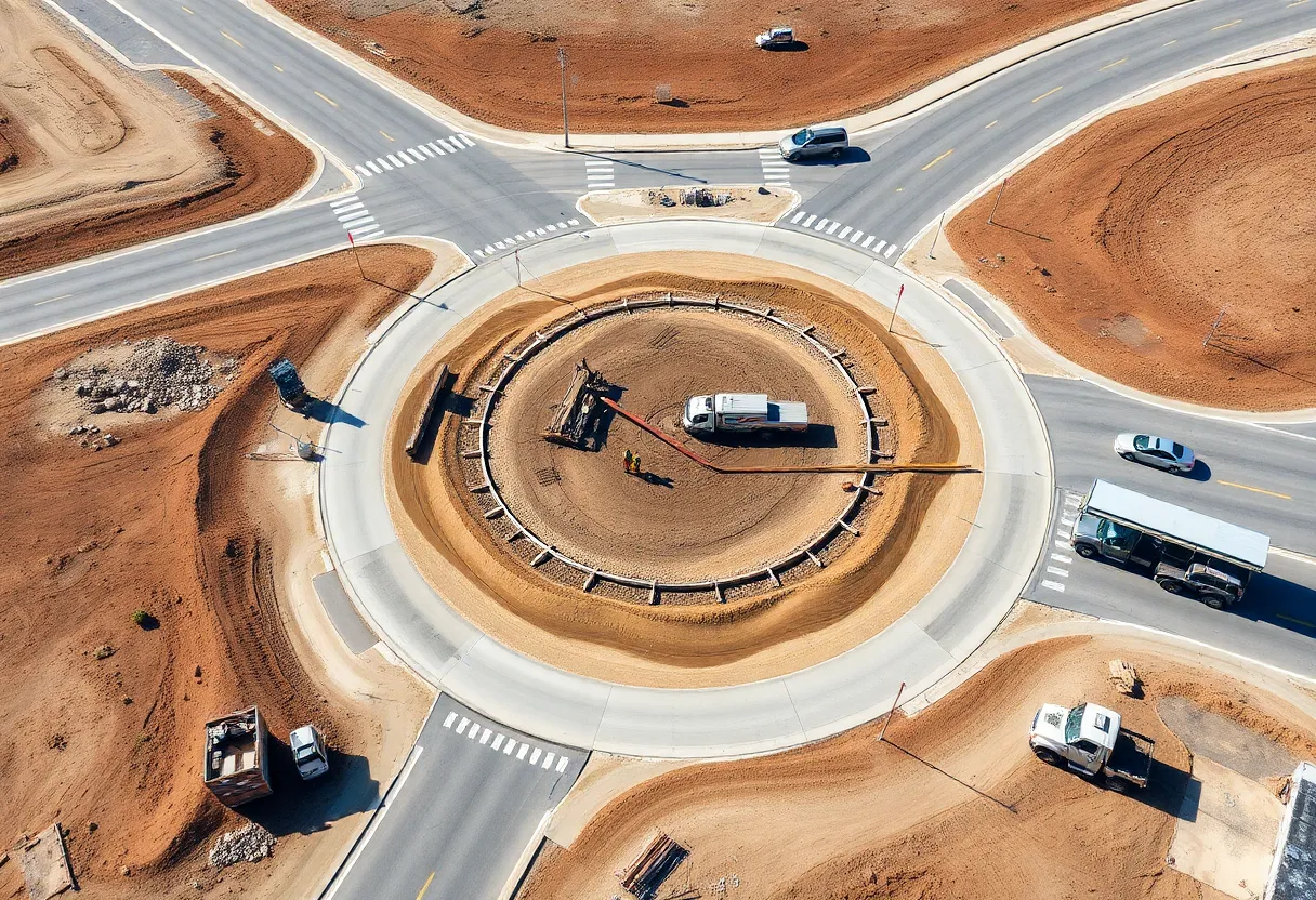 Construction site of a roundabout in Georgia by Georgia DOT