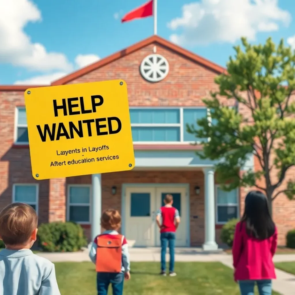 Conceptual image of a school facing layoffs.