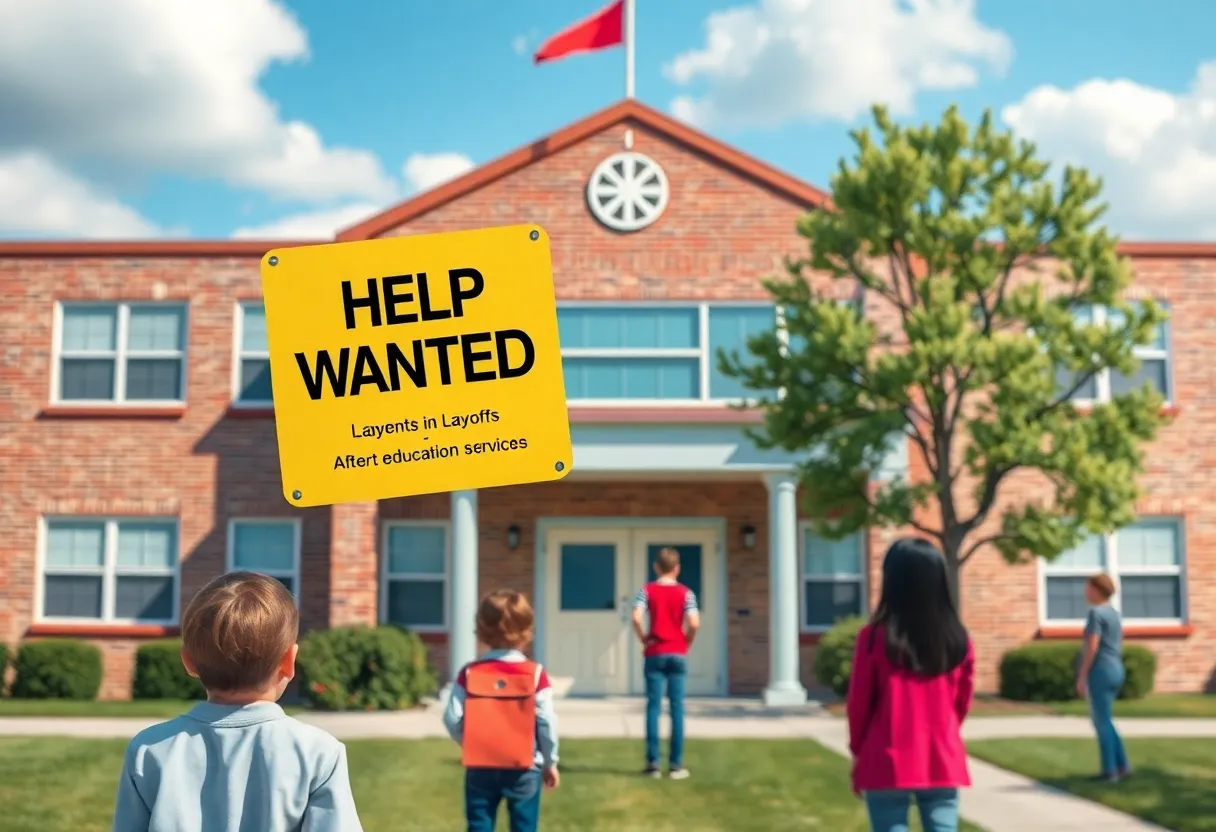 Conceptual image of a school facing layoffs.