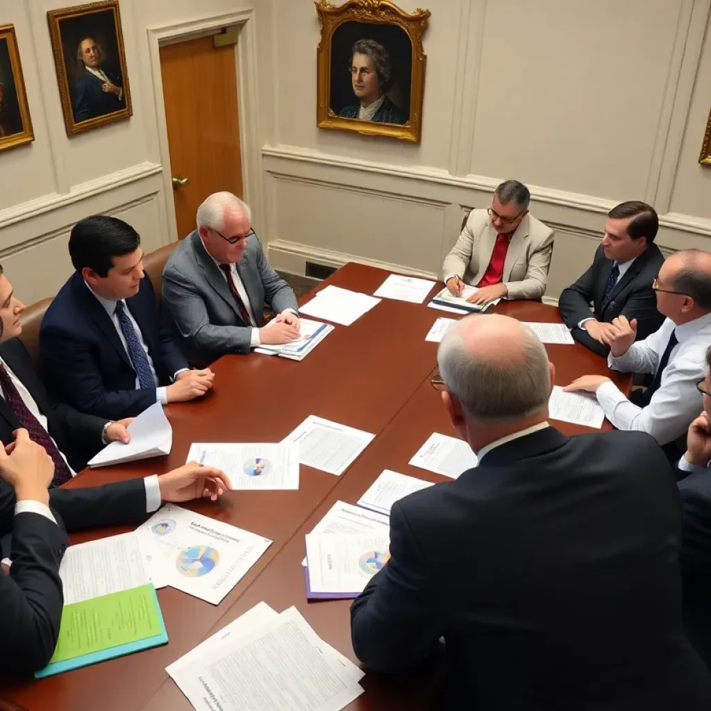 Georgia lawmakers in a meeting about education funding