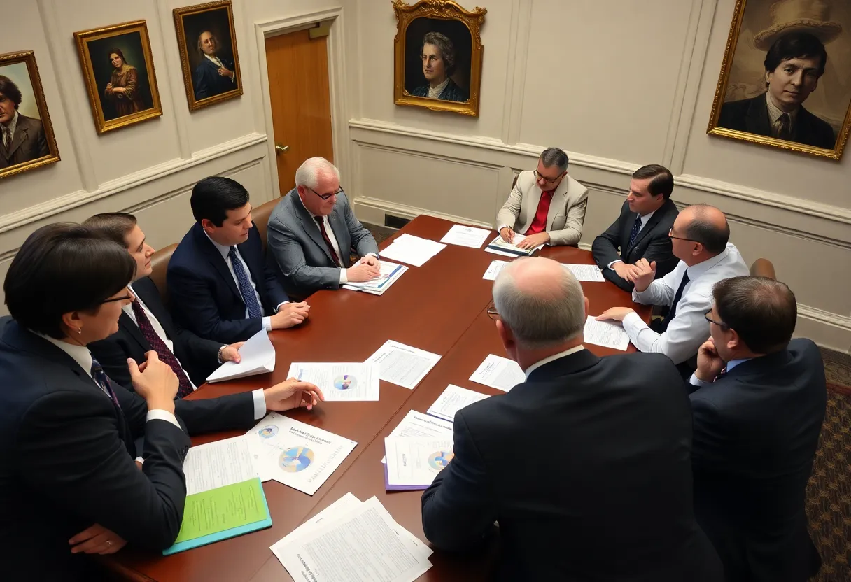 Georgia lawmakers in a meeting about education funding