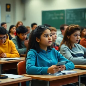 Students learning in a distraction-free classroom