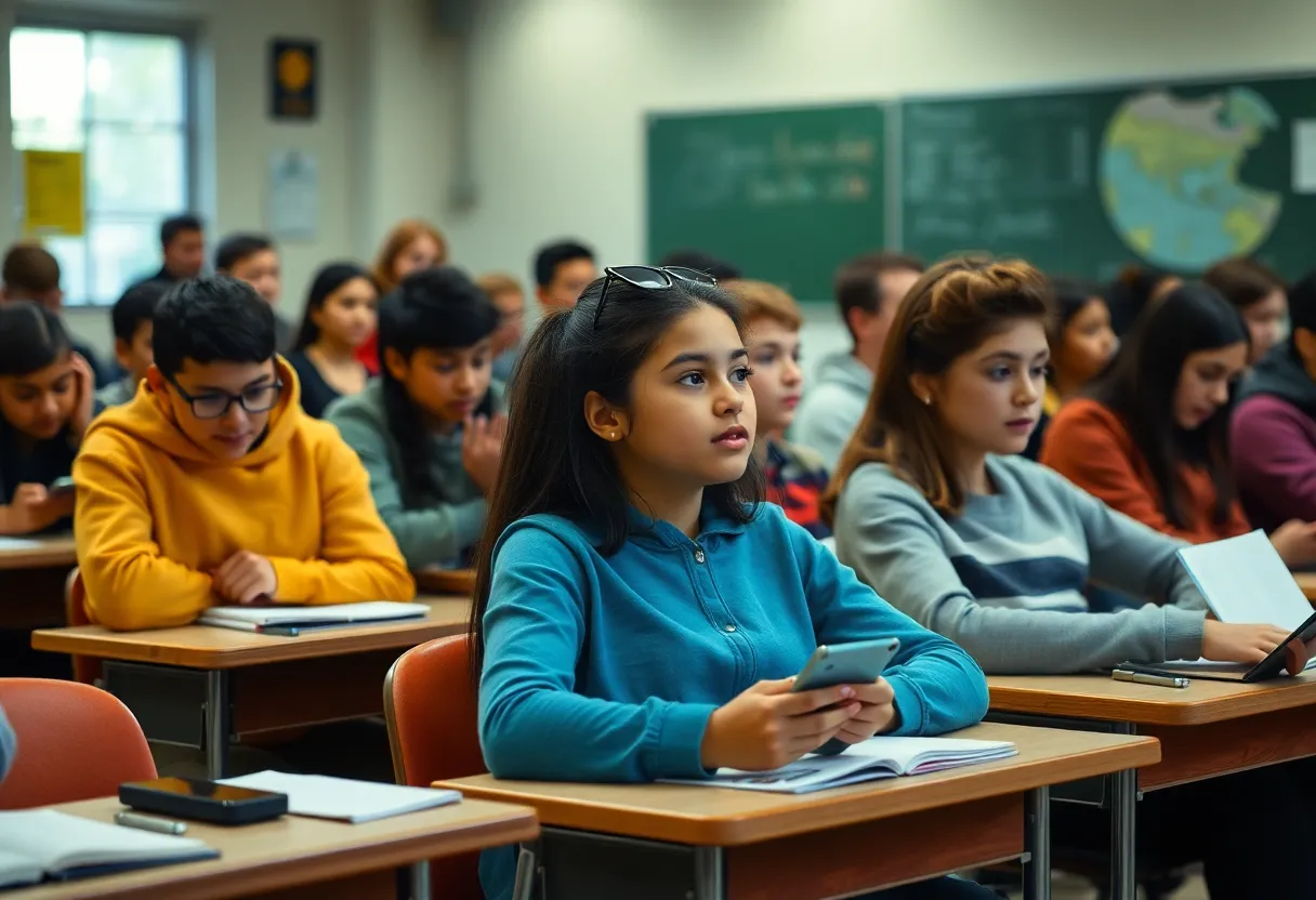Students learning in a distraction-free classroom