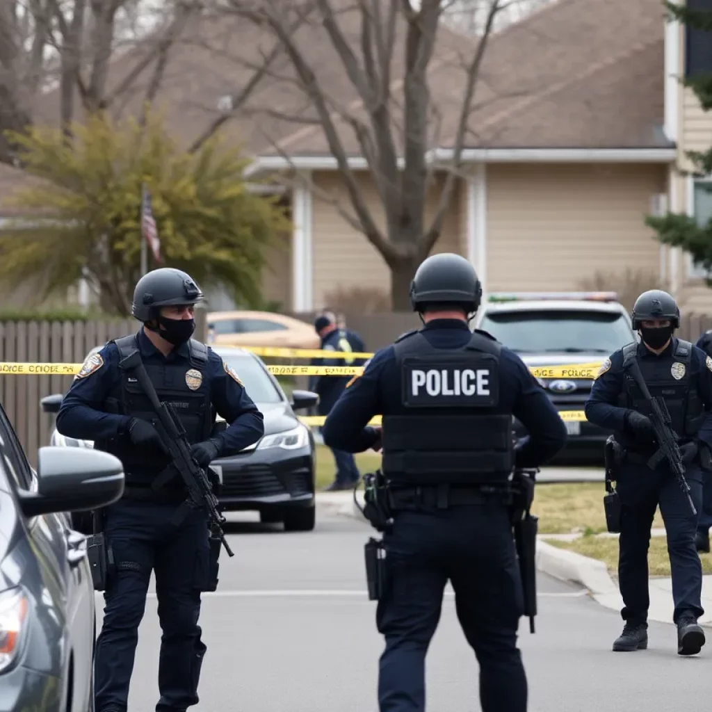 Tactical officers conducting a manhunt in a residential area