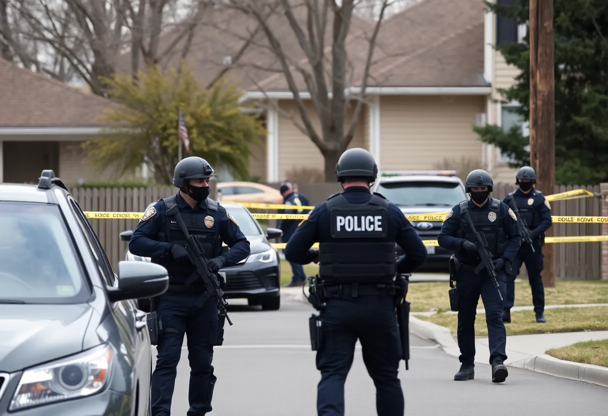 Tactical officers conducting a manhunt in a residential area